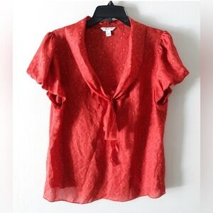 Banana Republic | Reddish Orange Tie-Front Blouse